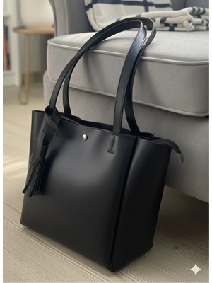 Sargınlar Üç Bölmeli Kadın Kol Çantası Kaliteli Suni Deri Shopper
