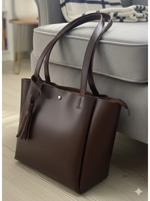 Sargınlar Üç Bölmeli Kadın Kol Çantası Kaliteli Suni Deri Shopper