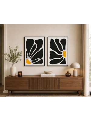 Runc Design 2’li Modern Soyut Lazer Kesim Ahşap Duvar Tablosu | Katmanlı Dekoratif Salon Tablosu