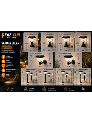 Cata Riva Solar Bahçe Aydınlatma Seti 10’lu (4+2+4) Güneş Enerjili 30W IP64 Dış Mekan Solar Aplik ve Çim Direği