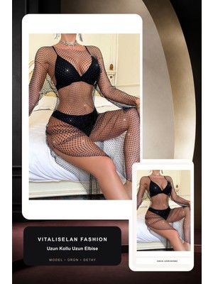 Uzun Kollu Uzun Elbise. | Vitaliselan Fashion