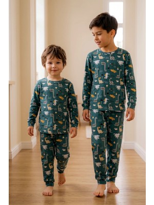 Zuzunga Erkek Çocuk %100 Pamuk Süprem Kumaş Uzun Kollu Mevsimlik Pijama Takımı