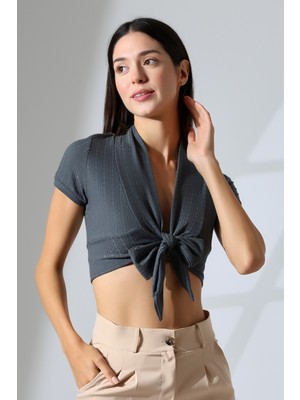 Şiir Rocha Kadın Slim Fit Yumuşak Dokulu Önden Bağlamalı Bluz & Hırka & Bolero -