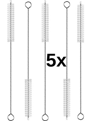 Mucit Home 5 Adet Pipet Temizleme Fırçası - Cam Pipet Fırçası - Bambu Pipet Fırçası - Metal Pipet Fırçası