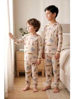 Zuzunga Erkek Çocuk %100 Pamuk Süprem Kumaş Uzun Kollu Mevsimlik Pijama Takımı
