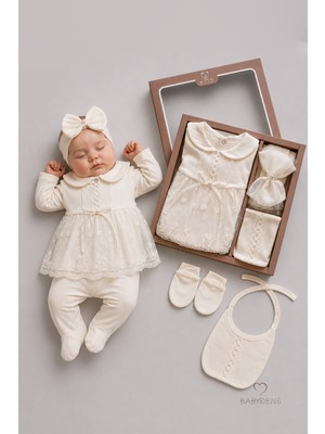 Babyden's Yenidoğan Kız Bebek Mevlit Takımı %100 Pamuk 5'li Hastane Çıkışı Seti Dantelli Hediyelik
