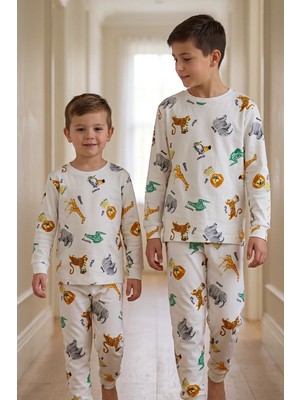Zuzunga Erkek Çocuk %100 Pamuk Süprem Kumaş Uzun Kollu Mevsimlik Pijama Takımı
