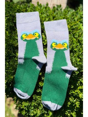 Deve Kuşu Desenli Tasarım Unisex Soket Çorap