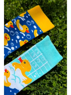 Lou Socks Unisex Sağlı Sollu Lastik Ördek Desenli Soket Çorap