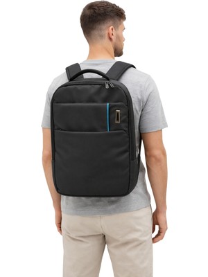 Çantachım Sırt Çantası Laptop 15"6 Inç & 13" Inç Çift Notebook Bölmeli Terletmez Sırt Destekli Su Geçirmez Siyah
