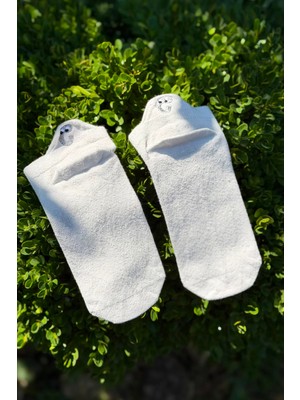 Lou Socks Unisex Fil Burun Emoji Nakışlı Spor Patik Çorap