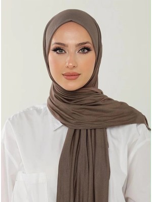 Flora Tekstil Likrali Kaliteli Penye Şal- Koyu Vizon 180X75 SAL2312