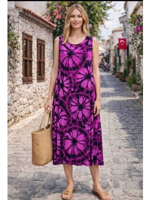 Butik Ayvitrin Kadın Desenli Viskon Elbise