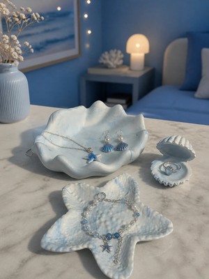 Sisay Home Mavi Deniz Temalı Takı Seti Standı | Dekoratif Takı Organizer