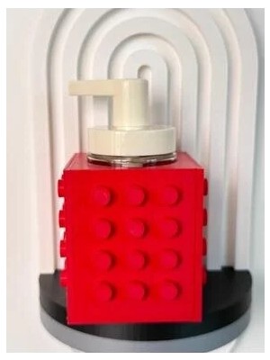 Öztürk Makine Sıvı Sabunluk Kutusu ve Pompa Seti - Dekoratif Pla Banyo Aksesuarı - LEGO Desen -