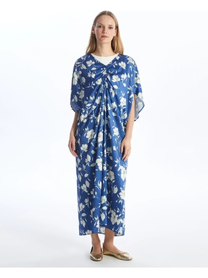 Lc Waikiki Yeni Sezon V Yaka Çiçekli Oversize Saten Elbise