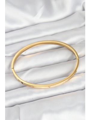 BYZM 316L Çelik Gold Renk 65 mm Ince Kadın Kelepçe Bileklik