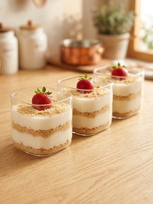 Bienca 3'lü Kare Borosilikat Cam Magnolya Kase Seti | 400 ml Tiramisu, Magnolia & Tatlı Sunum Bardağı 8X8X8 cm
