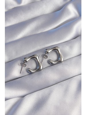 Egecen 316L Çelik Gümüş Renk Minimal Bubble Küpe 5886 - EC001Z-55X252