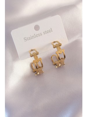 Egecen Çelik Gold Renk Tifanny Zincir Model Kadın Küpe 5886 - EC001Z-55WMM8