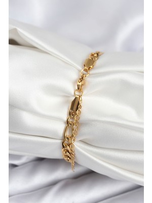 Egecen 316L Çelik Gold Renk Oval Yazı Yazmaya Uygun Kadın Bileklik 5886 - EC001Z-55YRH0