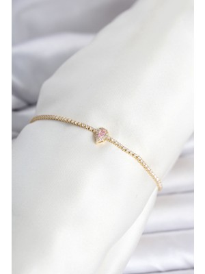 Egecen Pirinç Gold Renk Pembe Damla Model Su Yolu Kadın Bileklik 5886 - EC001Z-55ZX00