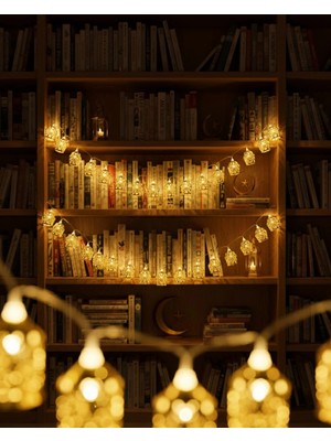 BYZM Ev Dekoru Için Ramazan LED Işık Pilli Sıcak Sarı Cami Figürlü