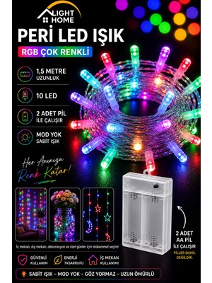 Light Home Kablolu LED Işık Zinciri Renkli Rgb Dekoratif LED Aydınlatma Oda Duvar Yatak Odası Parti Yılbaşı Süsü 1,5 Metre 10 LED