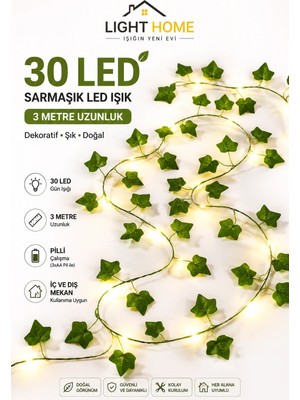 Light Home Yapay Sarmaşık LED Işık Dekoratif Işıklı Sarmaşık LED Oda Duvar Yatak Odası Parti Yılbaşı Dekoru 3 Metre 30 LED