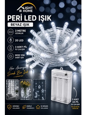 Light Home Kablolu LED Işık Zinciri Beyaz Dekoratif LED Aydınlatma Oda Duvar Yatak Odası Parti Yılbaşı Süsü 3 Metre 20 LED