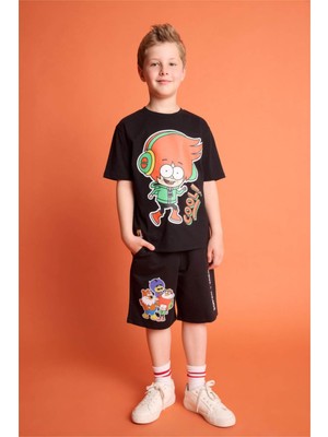 Defacto Super 1 Takım Oversize Siyah Erkek Çocuk Şort H7945A8/BK81