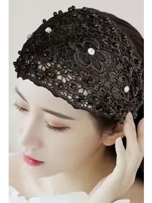 Zurafa Shop Siyah Örgü Stil Tasarım Bandana Aksesuar Tamamlayıcı