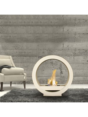 Starfire Starfire Round Design Dekoratif Şömine Beyaz
