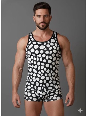 Aesco Erkek Desenli Tank Top Boxer Takımı