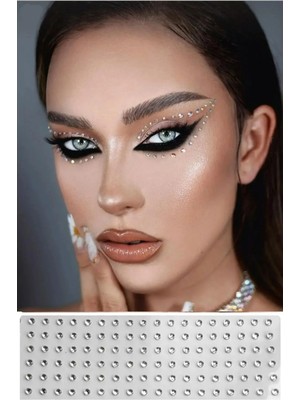 Aesco Yüz Taşı Kristal - B, Vücut Taşı, Tattoo Makyaj Taşı, Yapışkanlı, 12 Adet