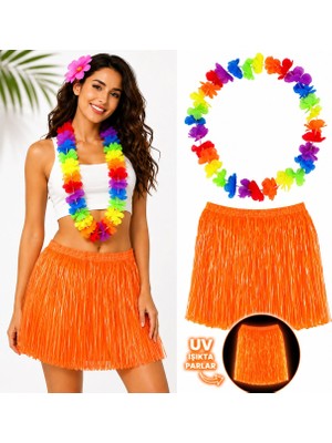Aesco Neon Tcu Hawaii Etek 40 cm ve Rengarenk Hawaii Kolye