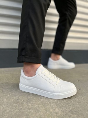 Aesco JY165 Elite Bağcıklı Cilt Erkek Günlük Sneaker Ayakkabı Cbt - Beyaz