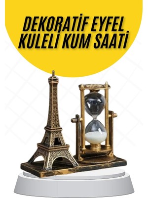 Aesco Dekoratif Eyfel Kulesi ve Kum Saati Vintage Tarzı Masa Süsü Biblo