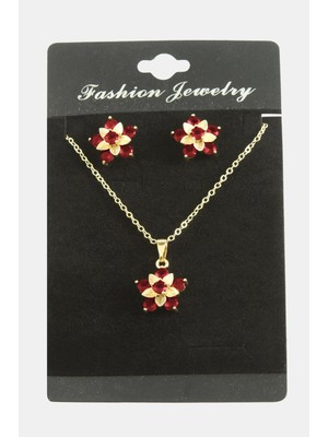 Aesco Çiçek Zirkon Taşlı Set Kolye