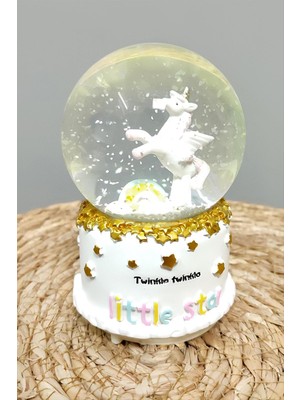 Aesco Unicorn Pilli Müzikli Işıklı Kar Küresi (Orta Boy)