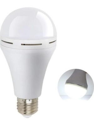 Aesco Mey Ithalat® Şarjlı LED Ampul E27 Duy 6500K Beyaz Işık Kesintisiz Aydınlatma