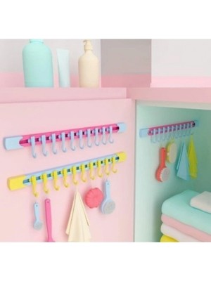 Aesco Mey Ithalat® 10 Kancalı Raylı Mutfak ve Banyo Düzenleyici Askı