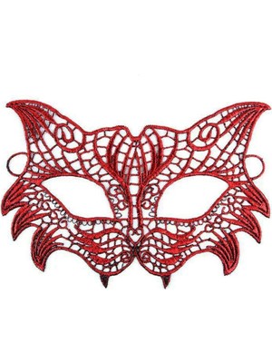 Aesco Mey Ithalat®  Kırmızı Dantel Masquerade Maskesi 8 No