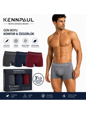 ALFA AKSESUAR 03 Kennpaul Mikro Dikişsiz Erkek Boxer 3 Lü Paket
