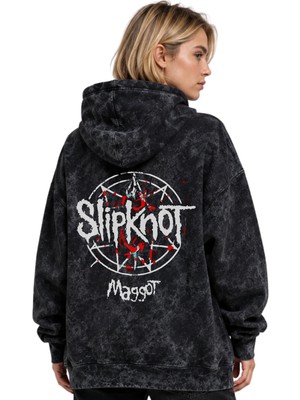 Sevbano Slipknot Rock Metal Müzik Grubu Baskılı Unisex Oversize Yıkamalı Premium Hoodie Sweatshirt