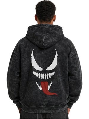 Sevbano Venom Film Kahramanı Baskılı Unisex Oversize Yıkamalı Premium Hoodie Sweatshirt