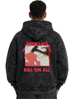 Sevbano Metallica Rock Metal Müzik Grubu Baskılı Unisex Oversize Yıkamalı Premium Hoodie Sweatshirt