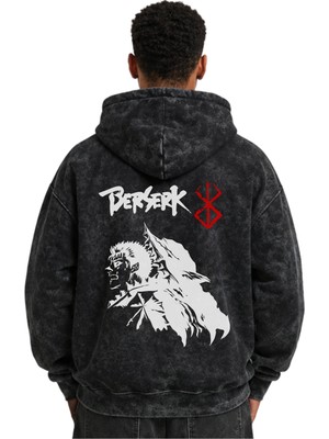 Sevbano Berserk Guts Anime Baskılı Unisex Oversize Yıkamalı Premium Hoodie Sweatshirt