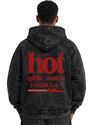 Sevbano Hot Girls Watch Formula 1 Baskılı Unisex Oversize Yıkamalı Premium Hoodie Sweatshirt