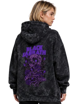 Sevbano Black Sabbath Rock Metal Müzik Grubu Baskılı Unisex Oversize Yıkamalı Premium Hoodie Sweatshirt